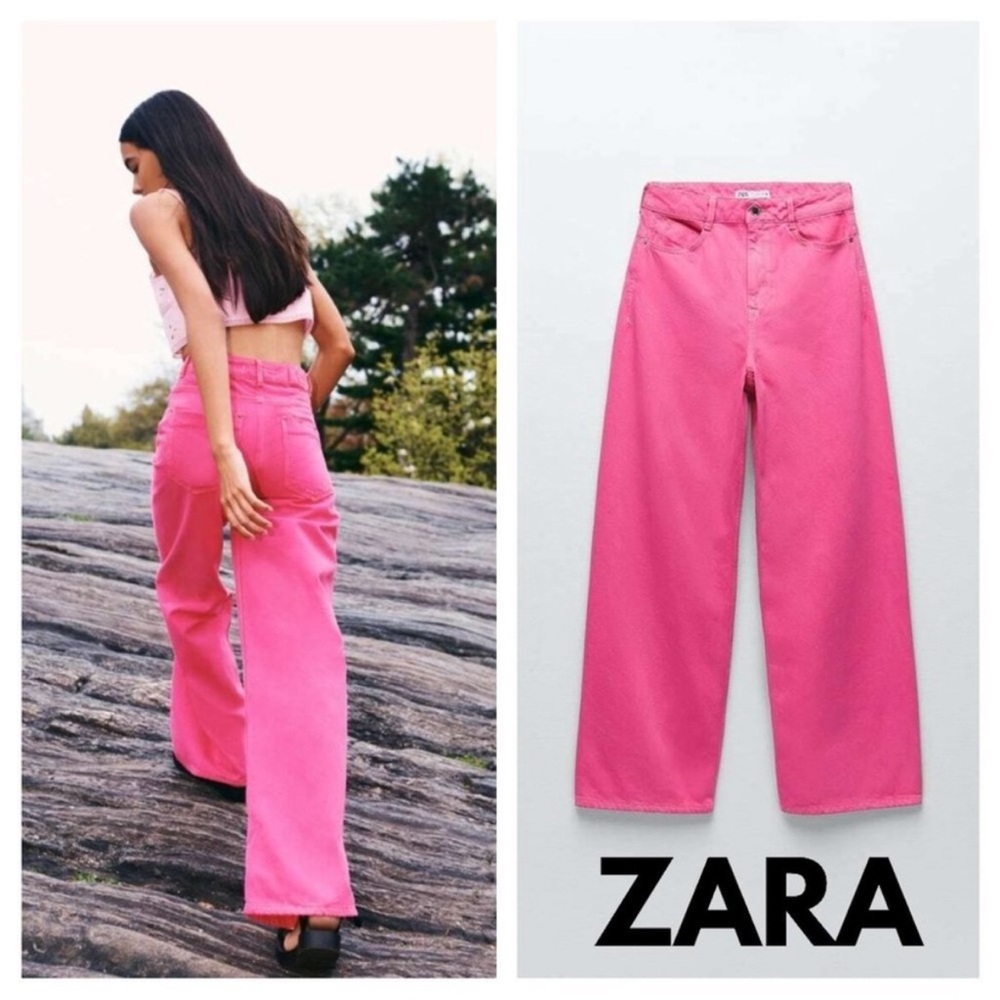 Zara Hot Pink Straight Leg Jeans Size 4